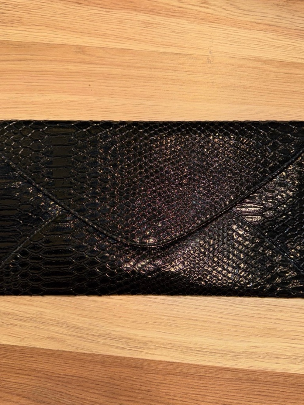 Black Snake-Embossed Envelope Clutch